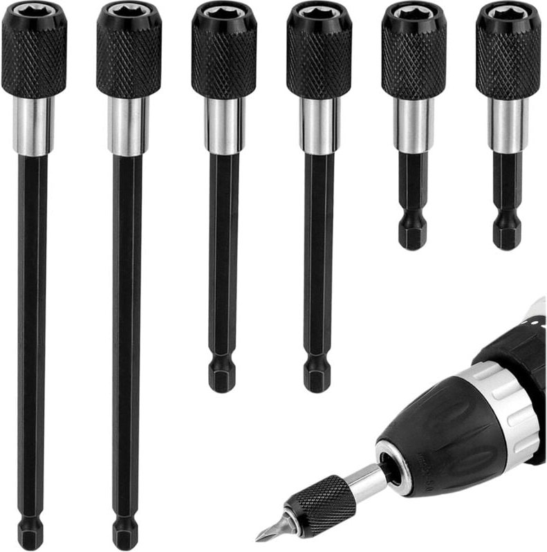 Thumbnail - 6-teiliges magnetisches Bithalter-Set, 60/100/150 mm magnetische Verlängerungsstange, 1/4"-Schraubendreher-Bithalter, fü...
