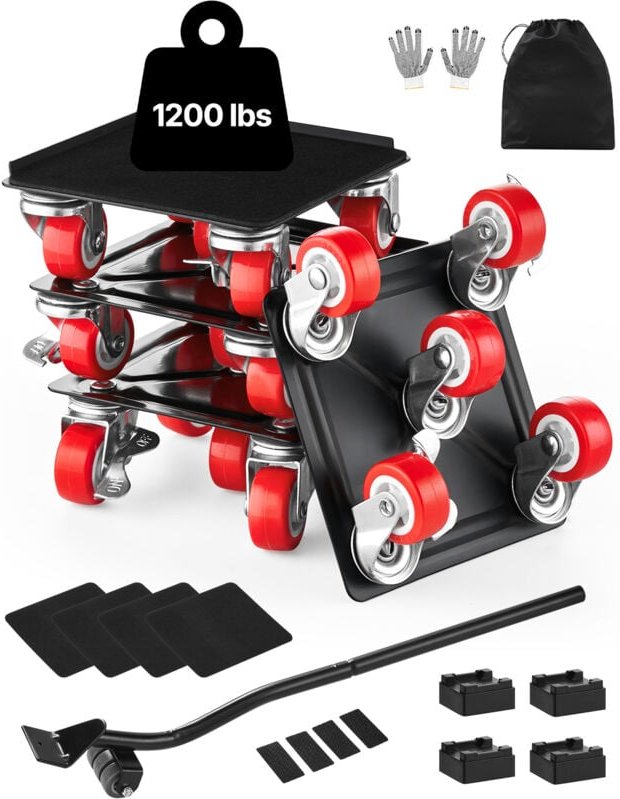 Möbelwagen, Max. Tragkraft 544 kg, Schwerlast-Möbeltransporter mit 5x 360° drehbaren Rädern, Möbelroller, Möbelhebe-Schi...