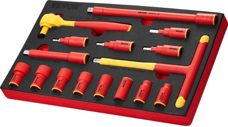 Isolierter Steckschlüsselsatz 16-teiliger isolierter Schraubenschlüssel-Werkzeugsatz, 1000 v isoliertes Steckschlüsselwe...