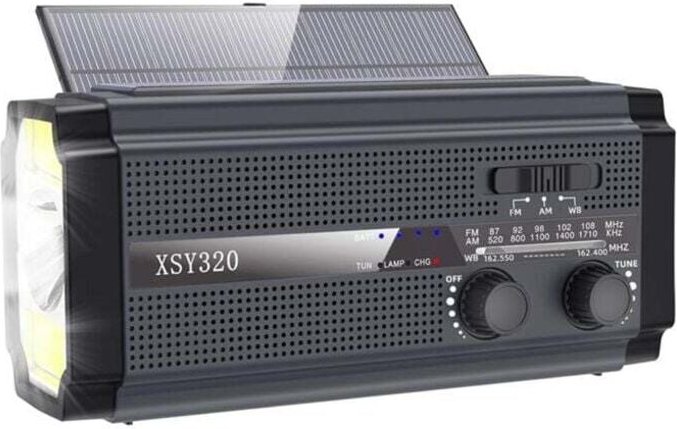 Tragbares, handkurbelbetriebenes Solar-Notfallradio mit AM/FM/NOAA-Empfang, 5 Lademodi und Handy-Ladegerät