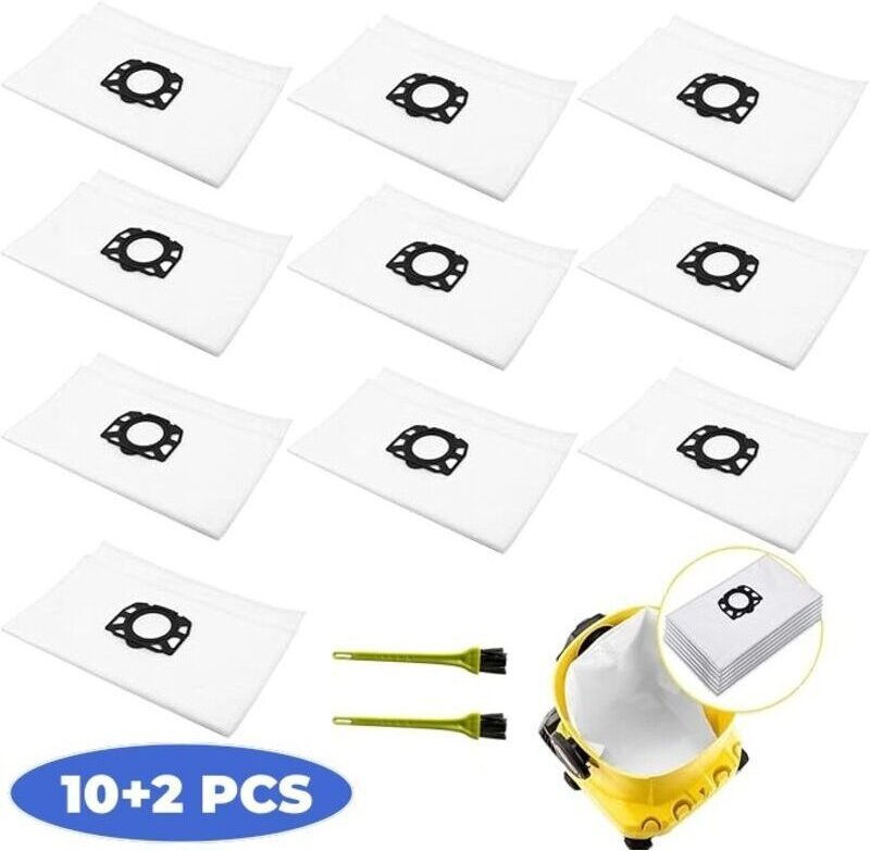 Packung mit 10 Vliesfilterbeuteln für Kärcher WD4/WD5/WD6/MV4/KD3/WD3 Staubsauger - kompatibel mit Kärcher Nass- und Tro...