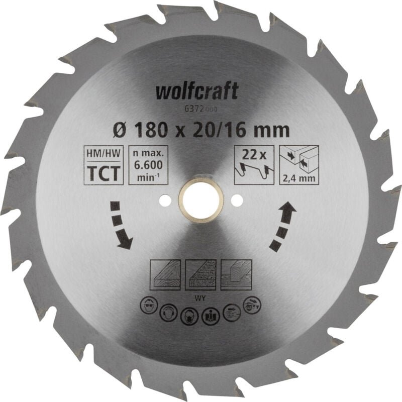 Wolfcraft - Kreissägeblatt Serie grün ø 180 mm Bohrung ø 20 mm Kreissägeblatt