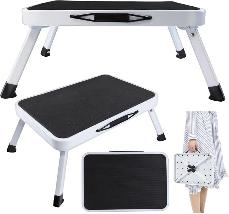 Tritthocker 1-Stufen-Tritthocker zum Camping, faltbar, rutschfest, klein, kompakt, faltbar, Metall, Stahl, Höhe: 18 cm, ...