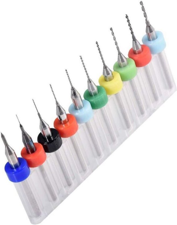 10 Mini-PCB-Bohrer 0,1–1,0 mm, Hartmetall-Spiralnut-Mikrobohrer für Rotationswerkzeuge und Schmuckbearbeitung