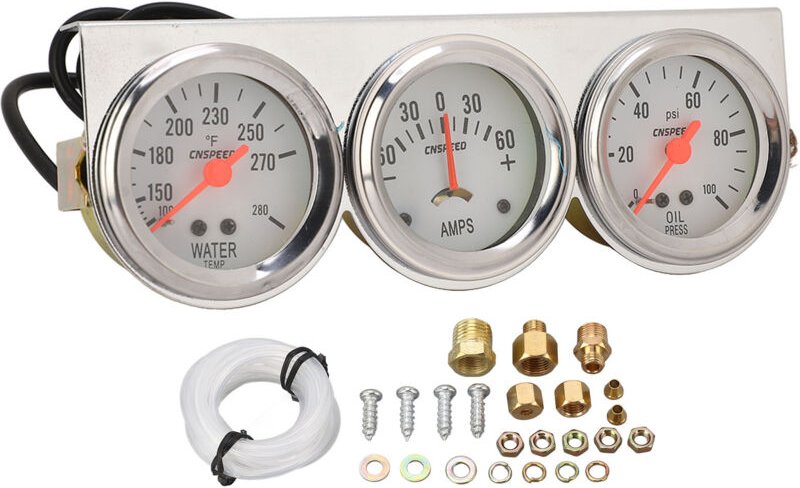 Universelles 52-mm-Dreifach-Instrumentenset, 3-in-1-Wassertemperatur- und Öldruckanzeige, kompatibel mit den meisten 12-...