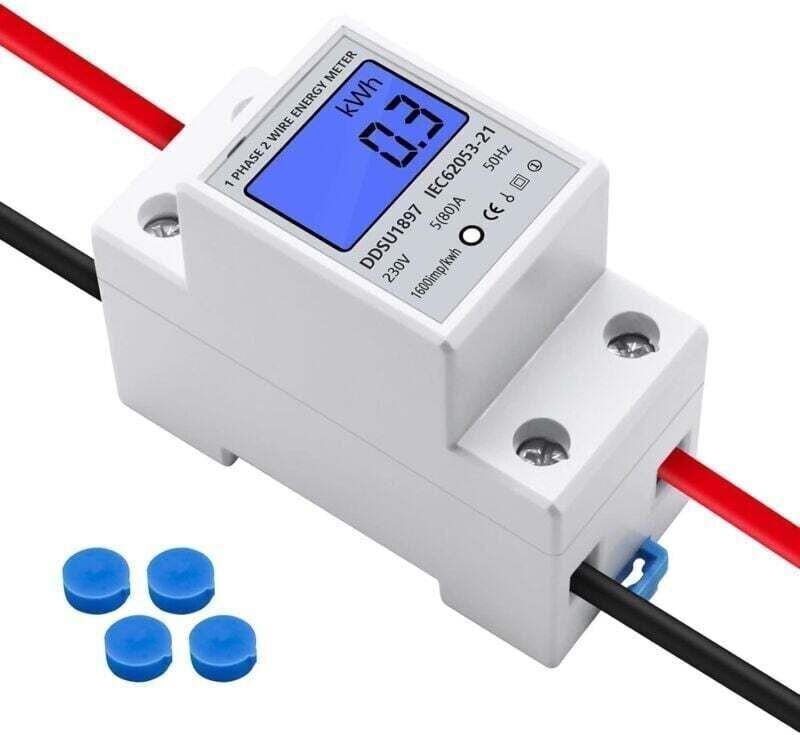 Stromzähler, XU, 230 V Energiezähler 5 (80) A 2-Draht 2P LCD-Digitalanzeige mit DIN-Schienenmontage, einphasiges elektro...