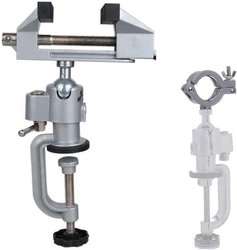 2-in-1 360-Grad-Dreh-Tischschraubstock aus Aluminiumlegierung für elektrische Bohrmaschinen und Schleifmaschinen