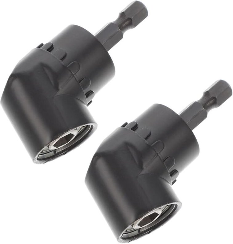 90°-Winkeladapter für Bohrschrauber, 60-mm-Winkelbithalter, Schwarz, 2 Stück, magnetisch für enge Stellen und präzises V...