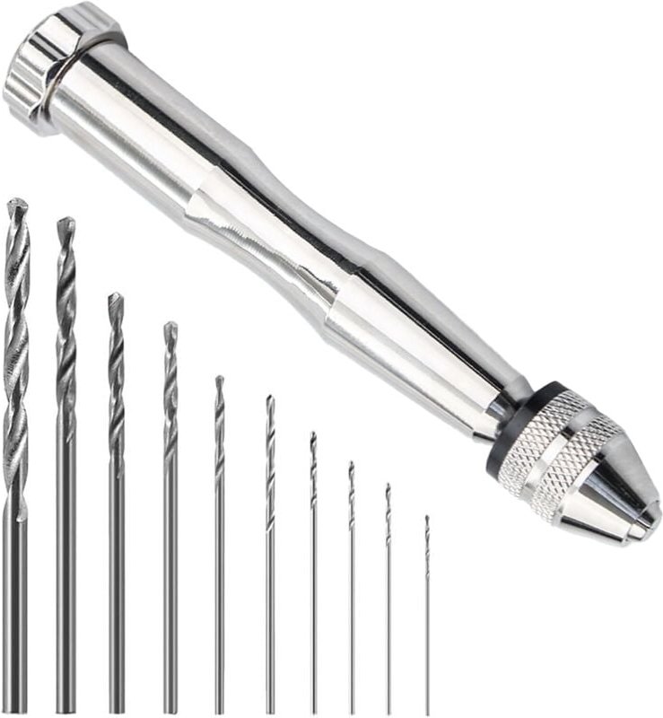 CCYKXA Stück-Handbohrmaschine, Handbohrmaschine mit 10 Spiralbohrern 0,8–3,0 mm, Mini-Bohrer für Schmuck, Mini-Bohrer-Mo...