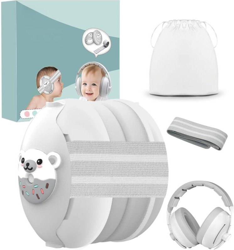 2-in-1-Kopfhörer mit Geräuschunterdrückung für Babys, Grau