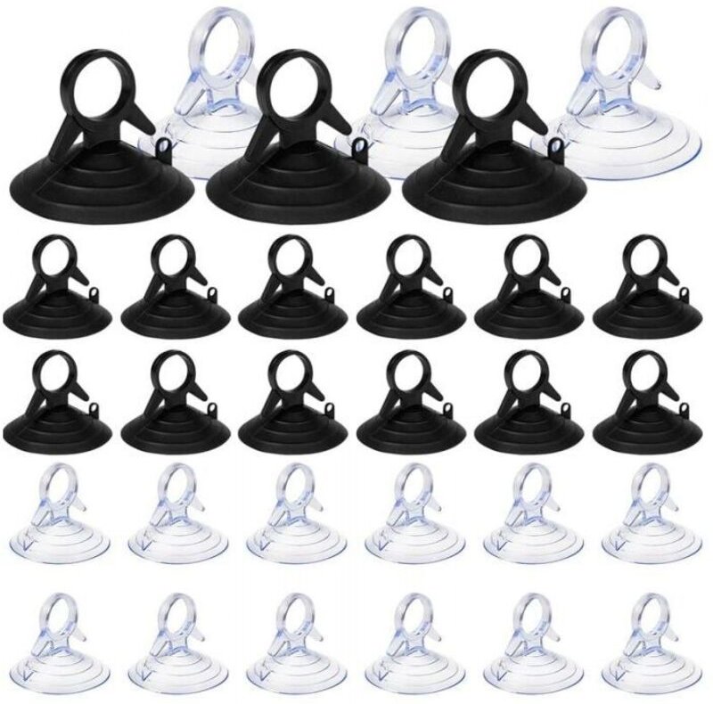 Ymyny - 60 Stück Sonnenblenden-Saugnäpfe, 45 mm Saugnäpfe ohne Haken, PVC-Saugnäpfe, Mini-Saugnäpfe in Schwarz, transpar...