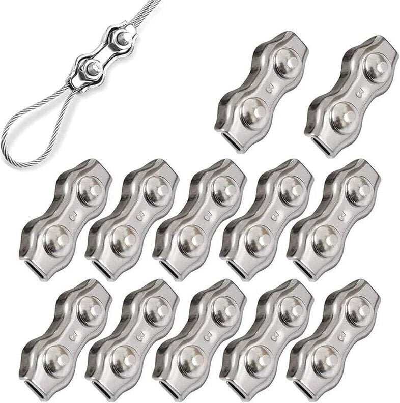 Shining House - M3-Drahtseil-Duplex-Kabelbinder, 304-Edelstahl-Duplex-Drahtseilklemmen, weit verbreitet in der Industrie...