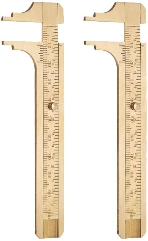 Linghhang - 2-teiliges Messwerkzeug, Taschen-Messschieber, Messing-Lineal, Messing-Messschieber, tragbarer Messschieber,...