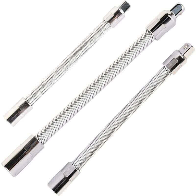 Set mit 3 flexiblen Edelstahlverlängerungen, silberfarben, 1/4", 3/8", 1/2".