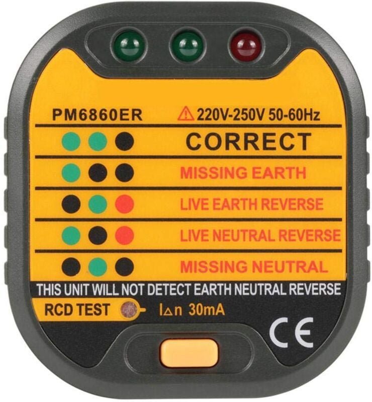 Ej.life - Socket Tester 50-60Hz Automatische Elektrische eu Steckdose Tester für Haus PM6860BG Erkennung Testen Leckages...