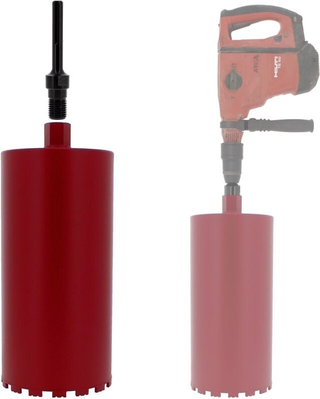 Diamantbohrkrone Ø 200 mm mit Adapter für Bohrmaschine und SDS-max-Bohrhammer