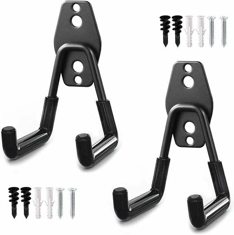 Ensemble de 2 crochets de rangement, crochets doubles pour garage, crochets muraux pour vélos, crochets de rangement mul...