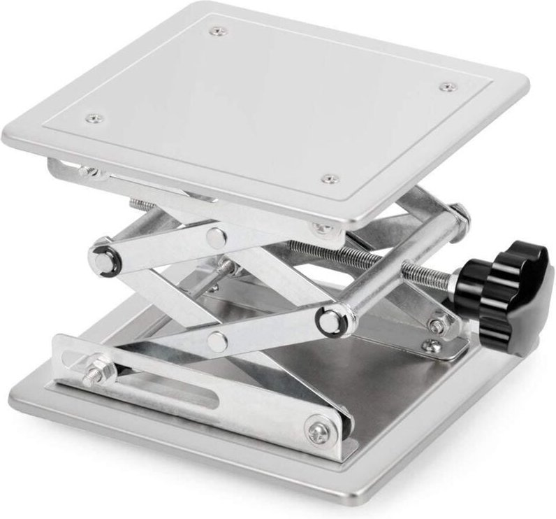 Labor-Hebetisch, Hebeplattform, Edelstahl, 200 x 200 mm, verstellbare Hubhöhe von 85 bis 280 mm, maximale Traglast 15 kg