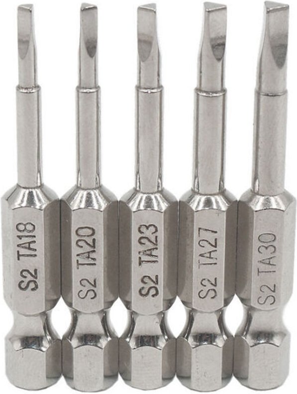5 Stück S2 magnetische Dreieck-Schraubendreherbits, 1,8–3 mm Kopf, 6,35 mm Sechskantschaft, 50 mm Länge