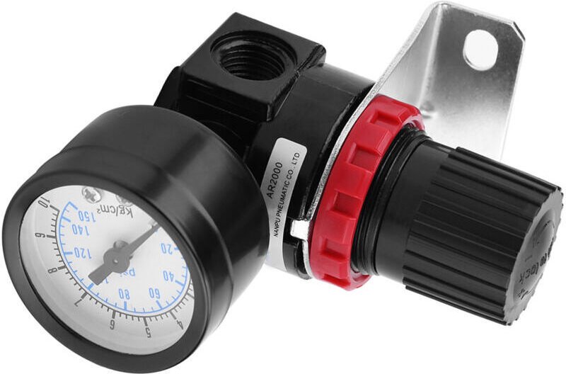 G1/4 Pneumatikregler, einstellbares Druckregelventil für Luftkompressoren mit Manometer und Halterung