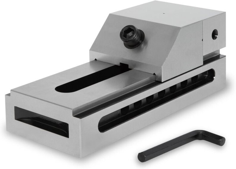 EBERTH Präzisions-Niederzugschraubstock, Backenbreite 100mm, maximale Spannkraft 125mm, Backenhöhe 45mm, aus robustem St...