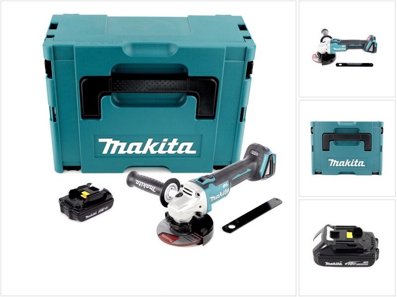Makita DGA 506 Y1J Akku Winkelschleifer 18V 125mm Brushless + 1x Akku 1,5Ah + Makpac - ohne Ladegerät