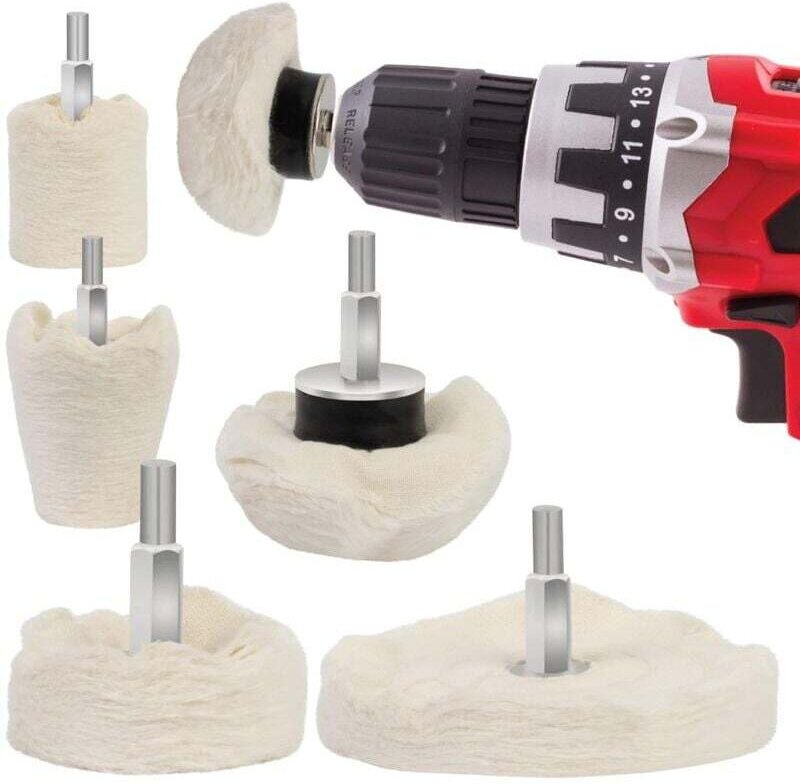 ZVD-Pad Polierbohrer 6PCS – Polierscheiben für Metall, Aluminium, Edelstahl, Chrom, Glas und Heimwerkerprojekte – 6 Stüc...