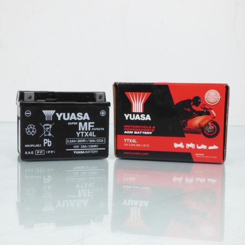 Yuasa SLA-Batterie für Quad Eton 50 NXL 1999 bis 2003 YTX4L-BS,