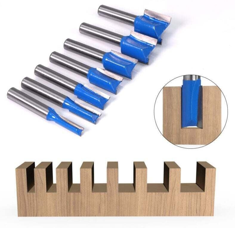 7-teiliges 8-mm-Holzfräser-Set, gerade Fräser, lange gerade Fräser 6/8/10/12/14/18/20 mm, für die Holzbearbeitung, zum S...