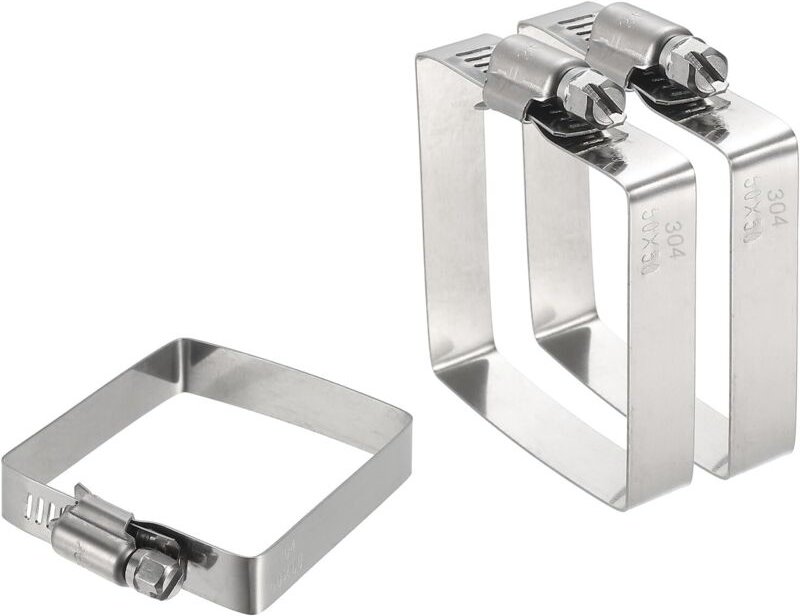 Set mit 3 verstellbaren rechteckigen Kabelbindern aus Edelstahl 304, 5 x 5 cm, für Kabelkanäle, Kabelhalterungen, Brücke...