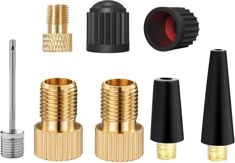 Fahrradventil Adapter,8 Stück Fahrrad-Ventil Adapter Set,Messing-Adapter,Inflating Needles Sports BallPumpen Nadeln Set ...
