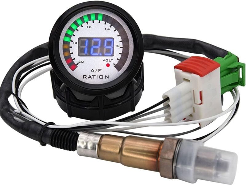 2 in 1 12 V 52 mm Auto Digital Luft-Kraftstoff-Verhältnis Voltmeter AFR Voltmeter Anzeige Spannungsanzeige mit Sauerstof...