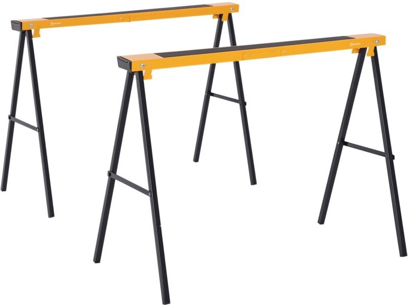 2er-Set Arbeitsbock Sägepferd Klappbar Unterstellbock rutschfest Metall Gelb 99,5 x 50 x 76 cm - Durhand