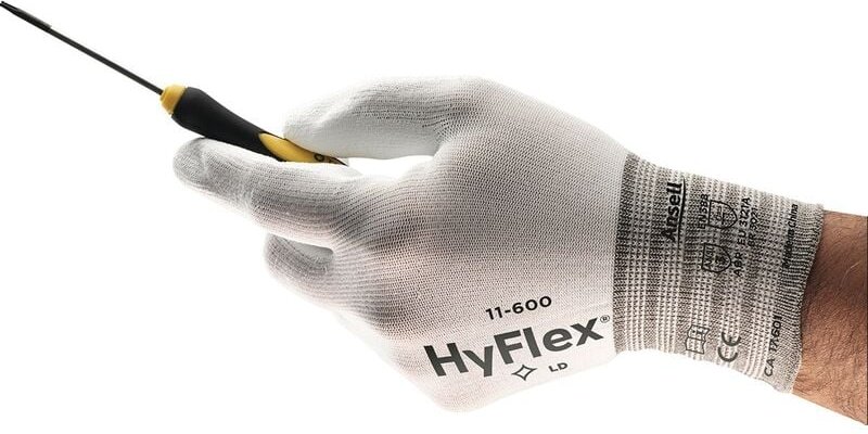 Handschuhe HyFlex 11-600 Gr.8 weiß en 388 psa ii Nyl.m.PU Ansell
