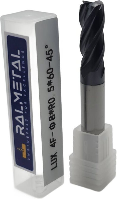 VHM Radialfräser Fi8 R0,5 x 60 mm - 45 HRC