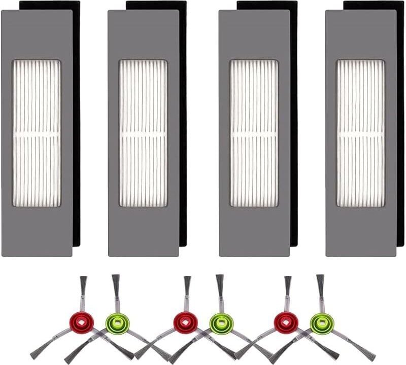 FOREHILL Deebot T8 Zubehör, Deebot N8 Ersatzteile, 4 Filter und 6 Seitenbürsten, kompatibel mit Ecovacs Deebot Ozmo 9