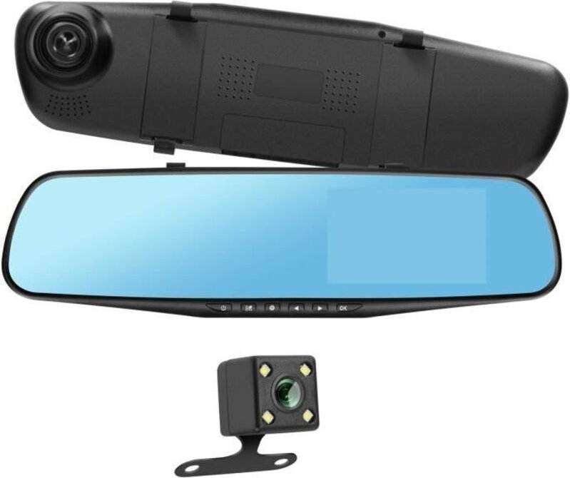 Dashcam Rückspiegel Vorder- und Rückseite HD 1080P 4 Zoll Bildschirm Mikro Knopf Schwarz