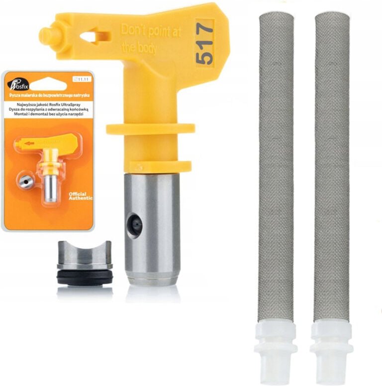 Rosfix Ultra Spray Modell 517 + 2X Weißer Stiftfilter 60 Mesh – Farbsprühdüse 30 cm Sprühbreite Für Acryl- & Latexfarben...