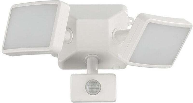 Vtizikl Foco LED blanco con sensor de movimiento ajustable, foco LED exterior de doble cabezal, IP54 resistente al agua,...