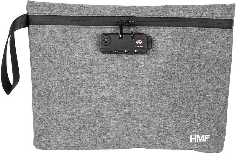 44222 Geruchsdichte Tabaktasche mit tsa Zahlenschloss für Reisen, Polyester, Größe l, Grau - HMF