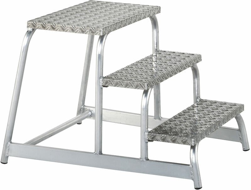 Iller Maschinentritt aus rutschfestem Aluminium Riffelblech 4 Stufen