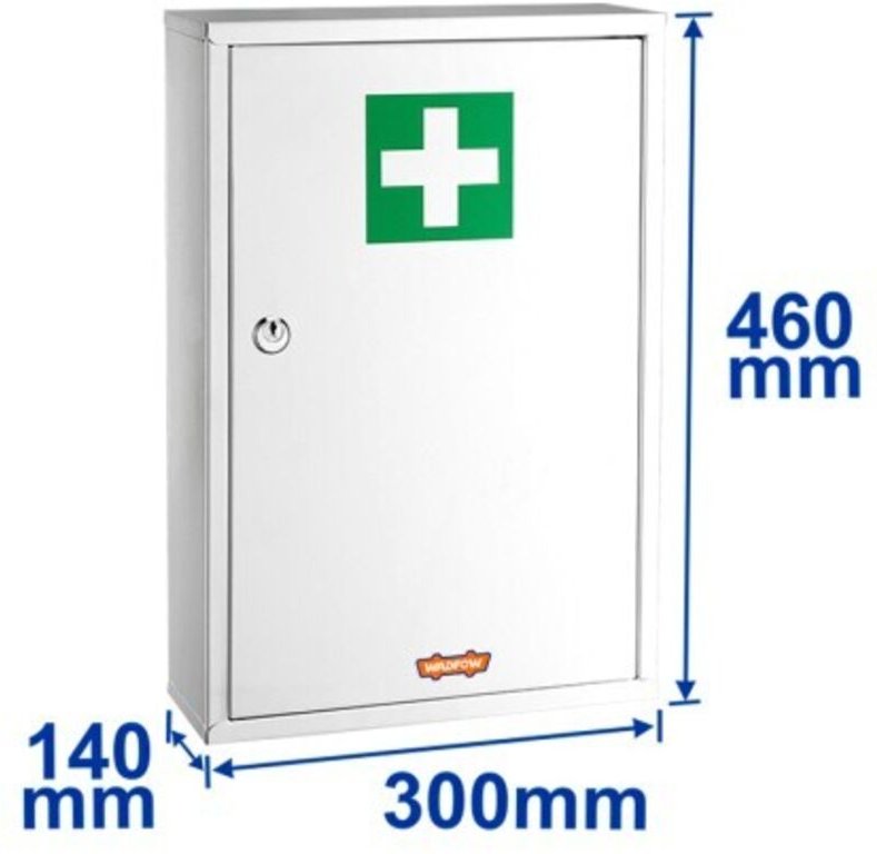 WADFOW 3-Fächer-Erste-Hilfe-Kasten, verzinktes Blech, 46x30x14 cm, Wandmontage