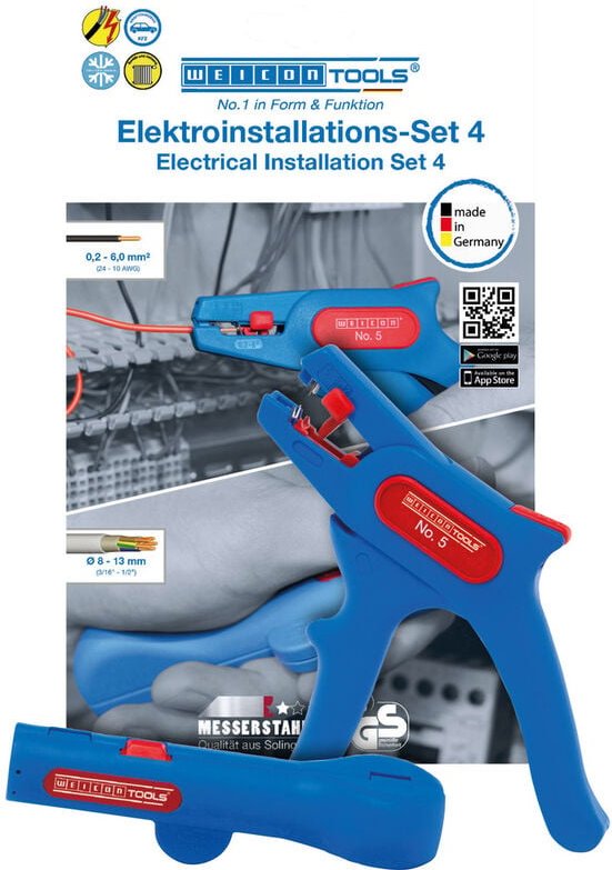 Weicon Tools - No 5 + No 13 10039678 Abisolierzange Inkl. Kabelentmanteler 0.2 bis 6.0 mm²