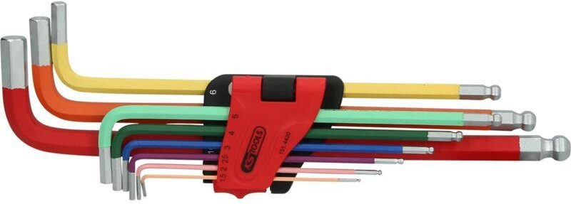 Ks tools Kugelkopf-Innensechskant-Winkelstiftschlüssel-Satz, extra lang, 9-tlg ( 151.4420 )