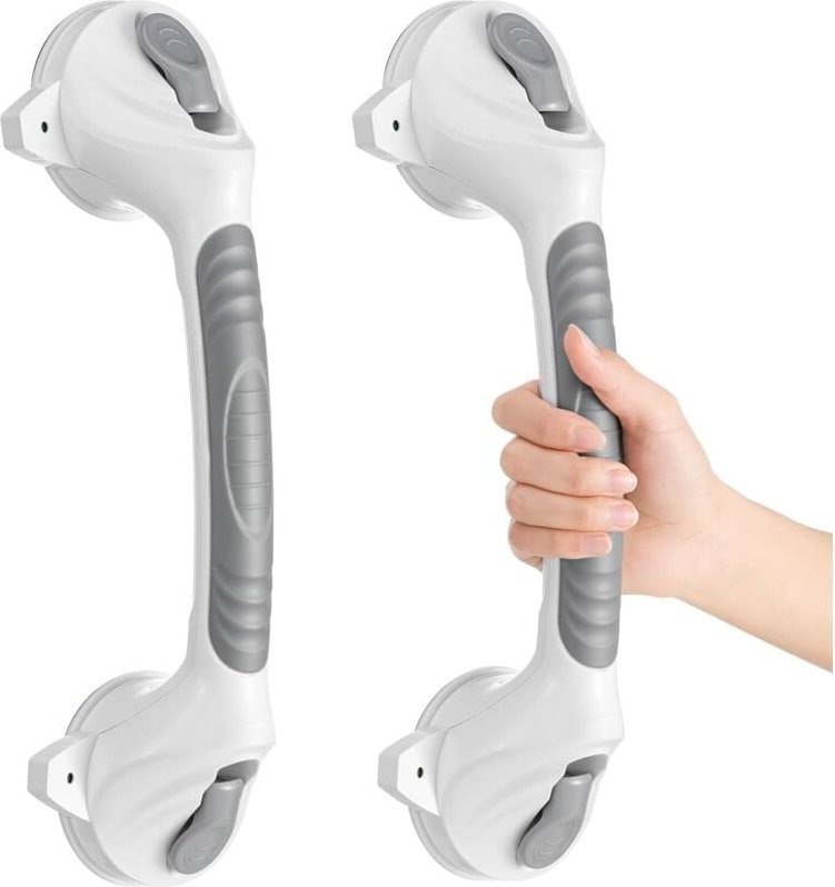 2 x 38 cm Duschgriffe mit Saugnäpfen, bohrfrei zu montieren