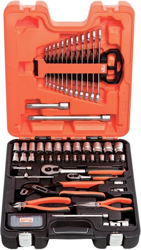 Steckschlüsselsatz 81-tlg. 1/4' +1/2' mit Ring-Maulschlüssel-Satz + Zangen - Bahco