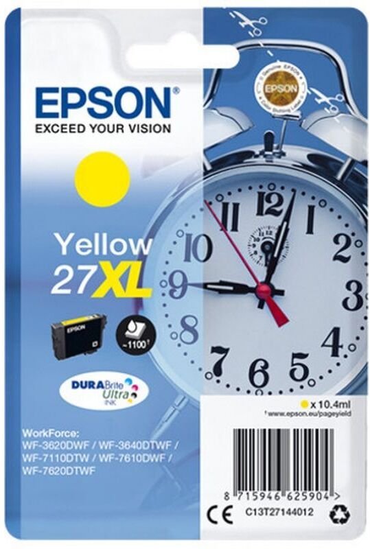 Epson Alarm clock Singlepack Yellow 27XL DURABrite Ultra Ink