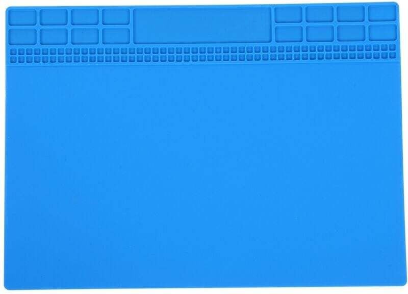 Tapis De Soudage Silicone Résistant À La Chaleur 350x250x4mm Pour Électronique Outils Bleu Foncé