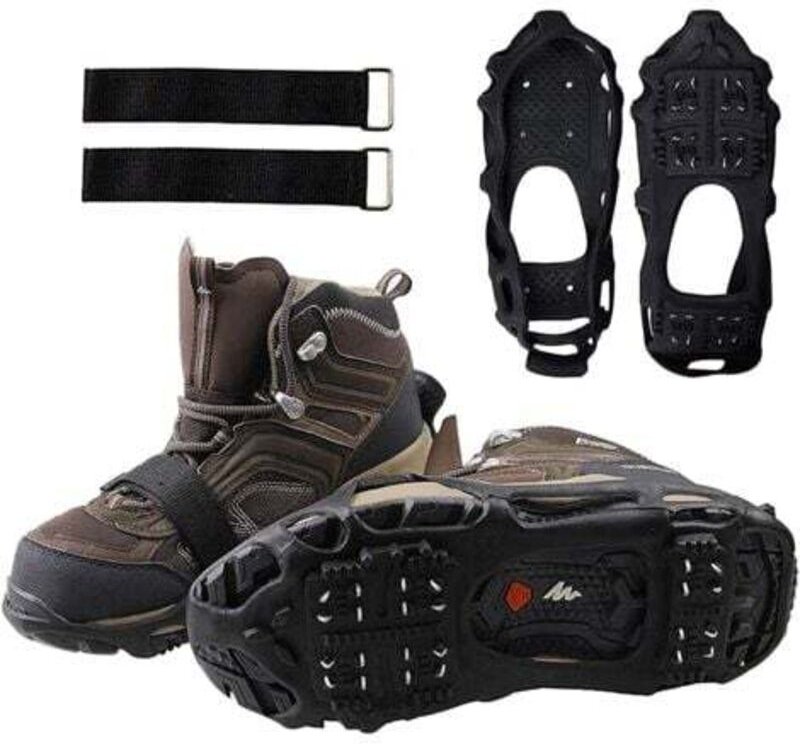 1 Paar Anti-Rutsch-Überschuhe zum Gehen auf Eis und Schnee (S) 24-Zähne-Gummi-Anti-Rutsch-Steigeisen, mit 1 Paar Riemen,...