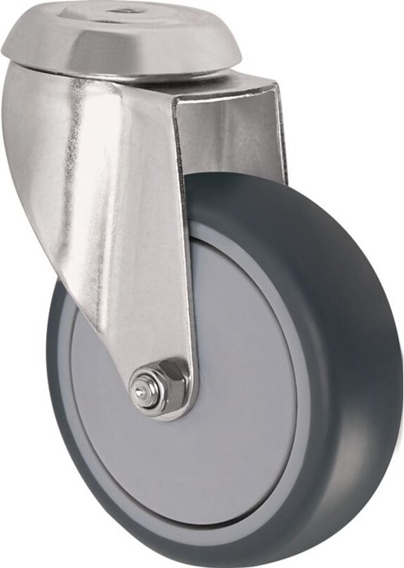 Lenkrolle Rad-Ø 100 mm Tragfähigkeit 100 kg mit Rückenloch Kugellager Gummi grau